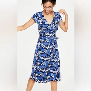 Boden summer wrap dress floral blue women 6L